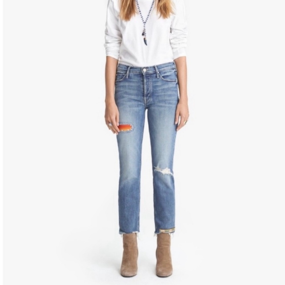 MOTHER • The Mid Rise Button Fly Dazzler Ankle Fray Jean - Exposed Secret Sister